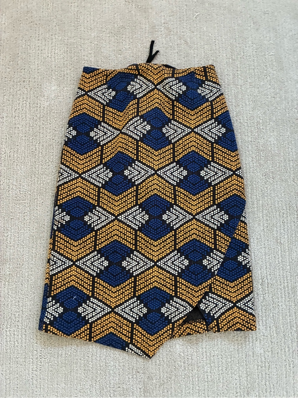 Maeve Geometric Pencil Skirt in Navy, Mustard & White